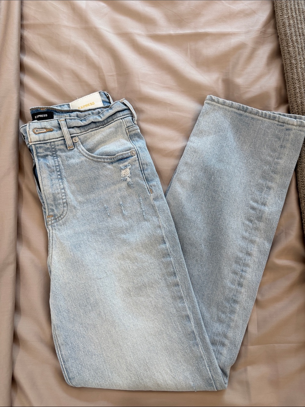 Express Straight Leg Jeans in Light Blue